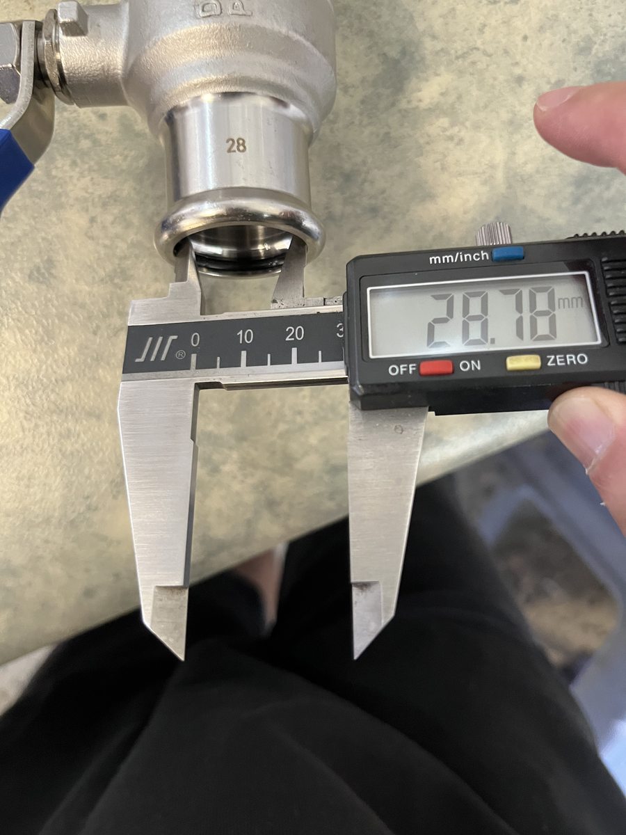 28mm press-end caliper measurement