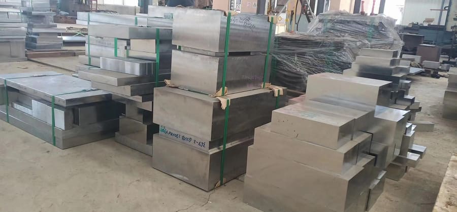Custom steel blocks and plates banded for shipment